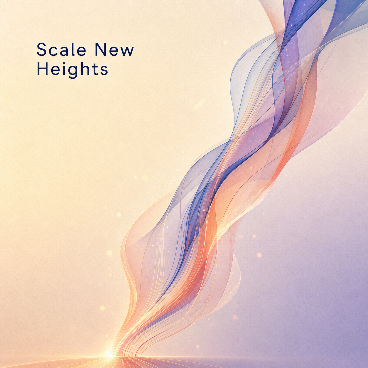 Scale New Heights 音乐封面，蓝紫与珊瑚色彩带向上汇聚